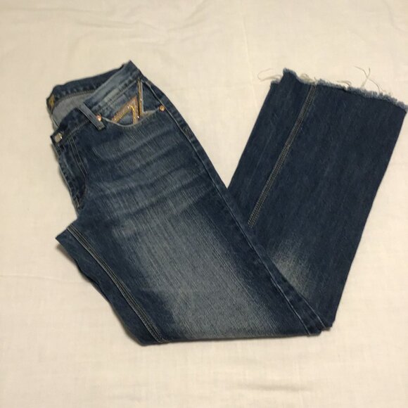 7 For All Mankind Flynt Jeans with Rhinestone Pockets and Raw Hem Size 30 - Picture 13 of 13